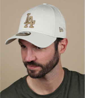 LA white beige cap League Ess LA 940 stone wheat